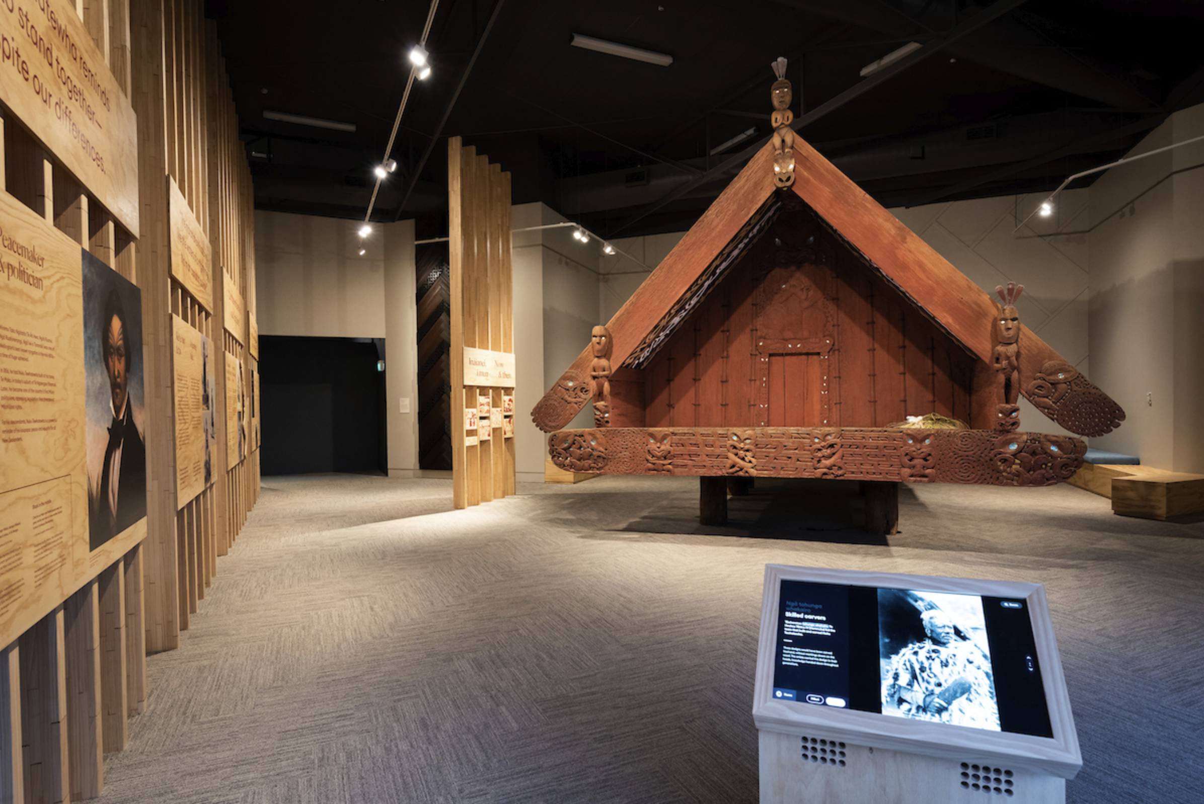 Face on view of the Nuku Tewhatewha Marae.